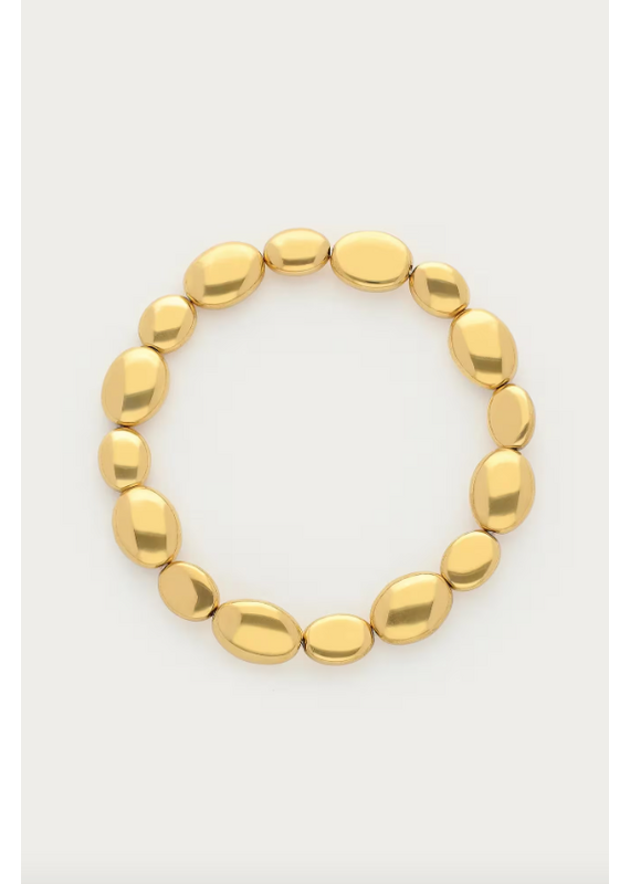 My Jewellery My Jewellery | Bold elastieken armband met ovalen kralen - goud