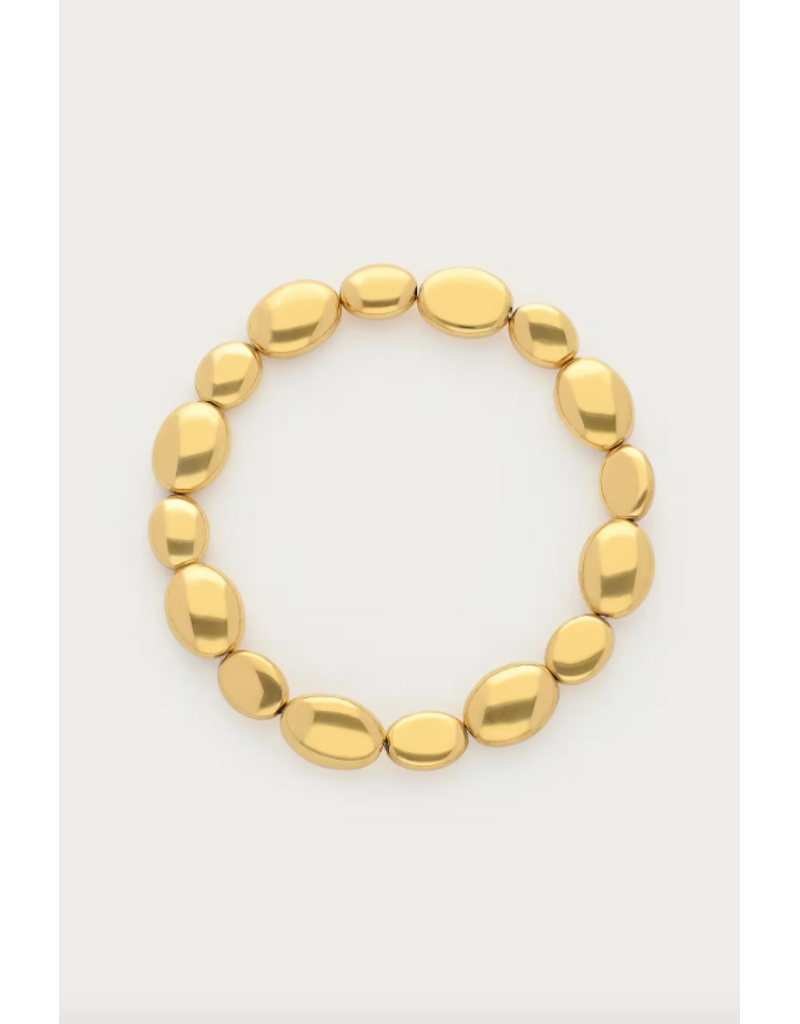 My Jewellery My Jewellery | Bold elastieken armband met ovalen kralen - goud