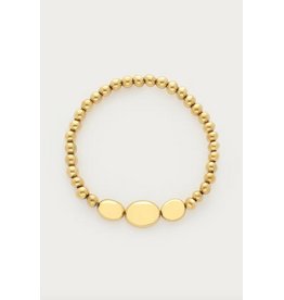 My Jewellery My Jewellery | Bold elastieken armband met ronde en ovalen kralen - goud