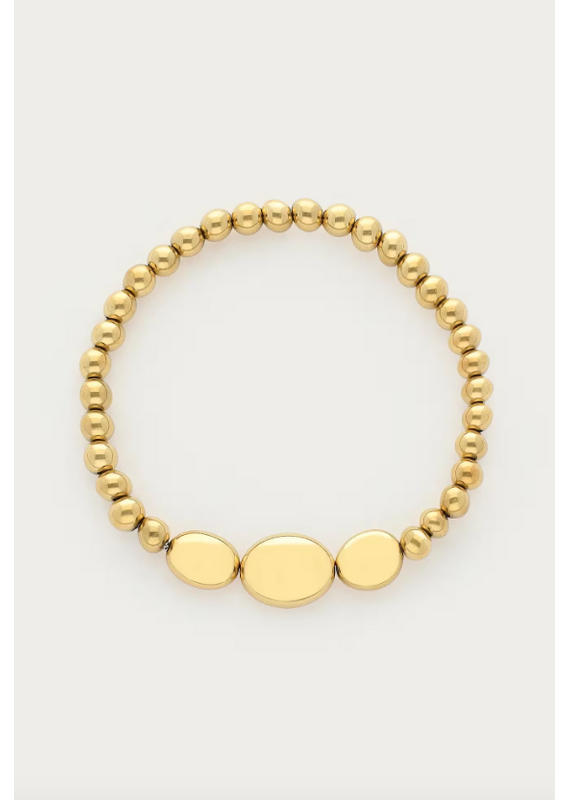 My Jewellery My Jewellery | Bold elastieken armband met ronde en ovalen kralen - goud