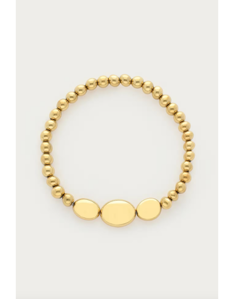 My Jewellery My Jewellery | Bold elastieken armband met ronde en ovalen kralen - goud