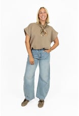 21Jewelz Sweatstof top met elastische band - taupe