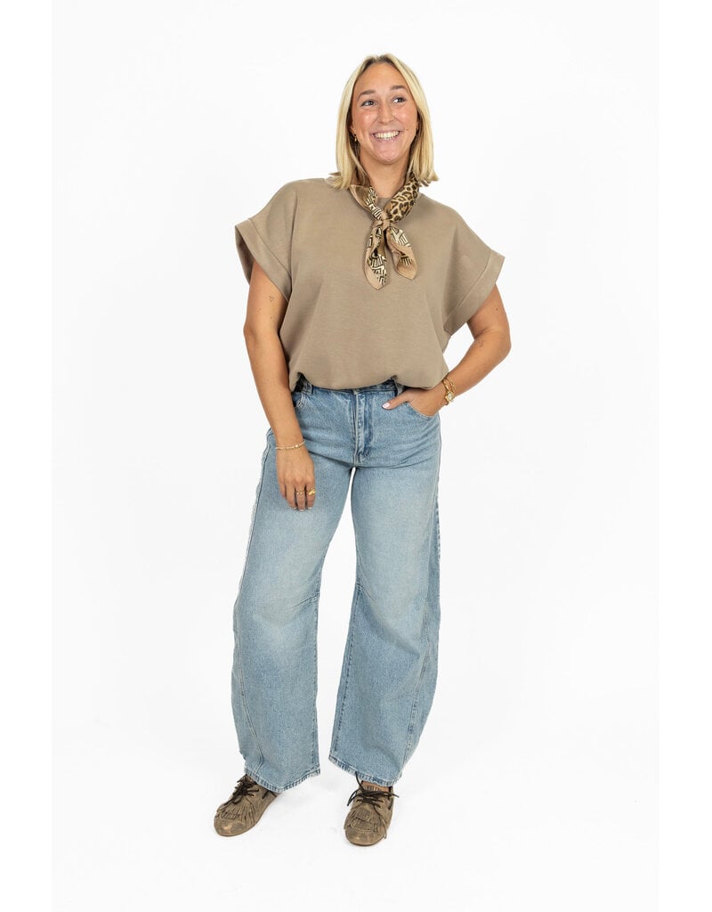 21Jewelz Sweatstof top met elastische band - taupe