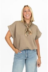 21Jewelz Sweatstof top met elastische band - taupe