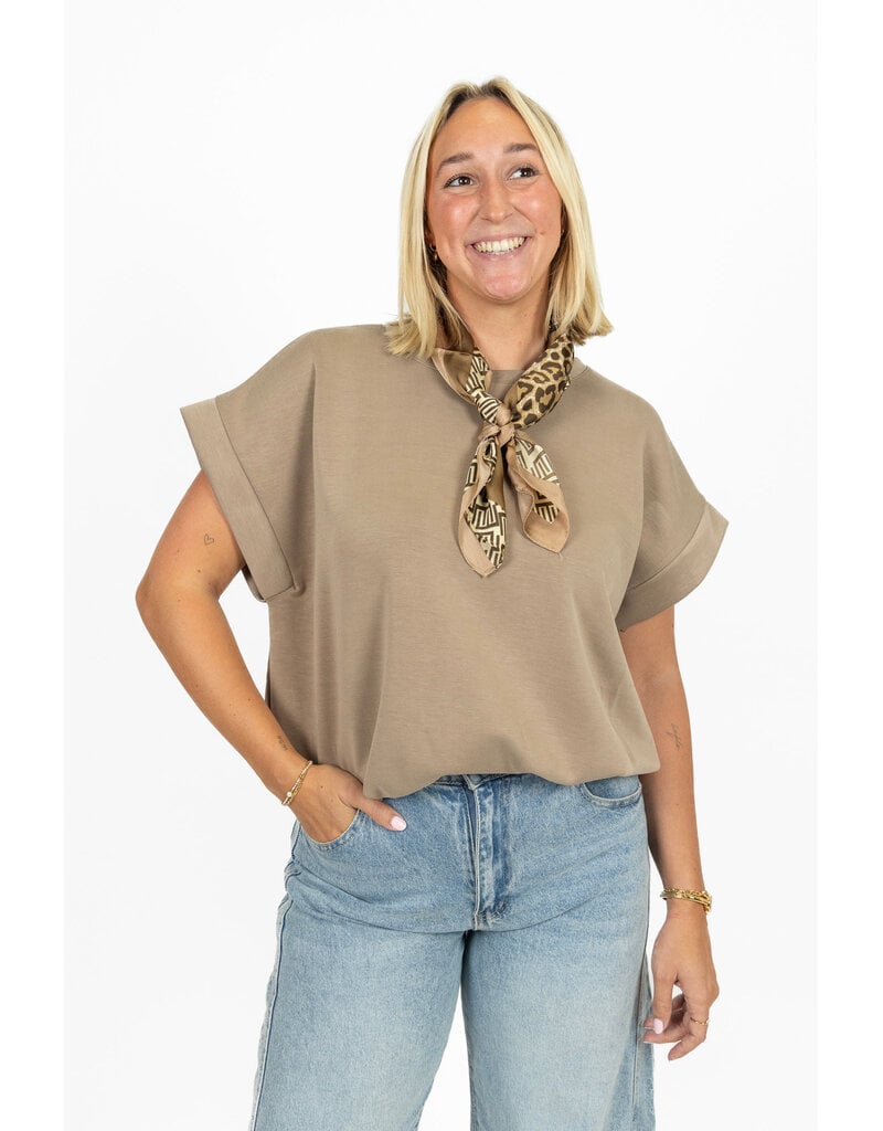 21Jewelz Sweatstof top met elastische band - taupe