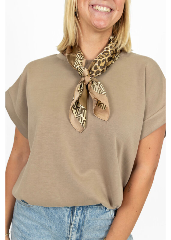 21Jewelz Sweatstof top met elastische band - taupe