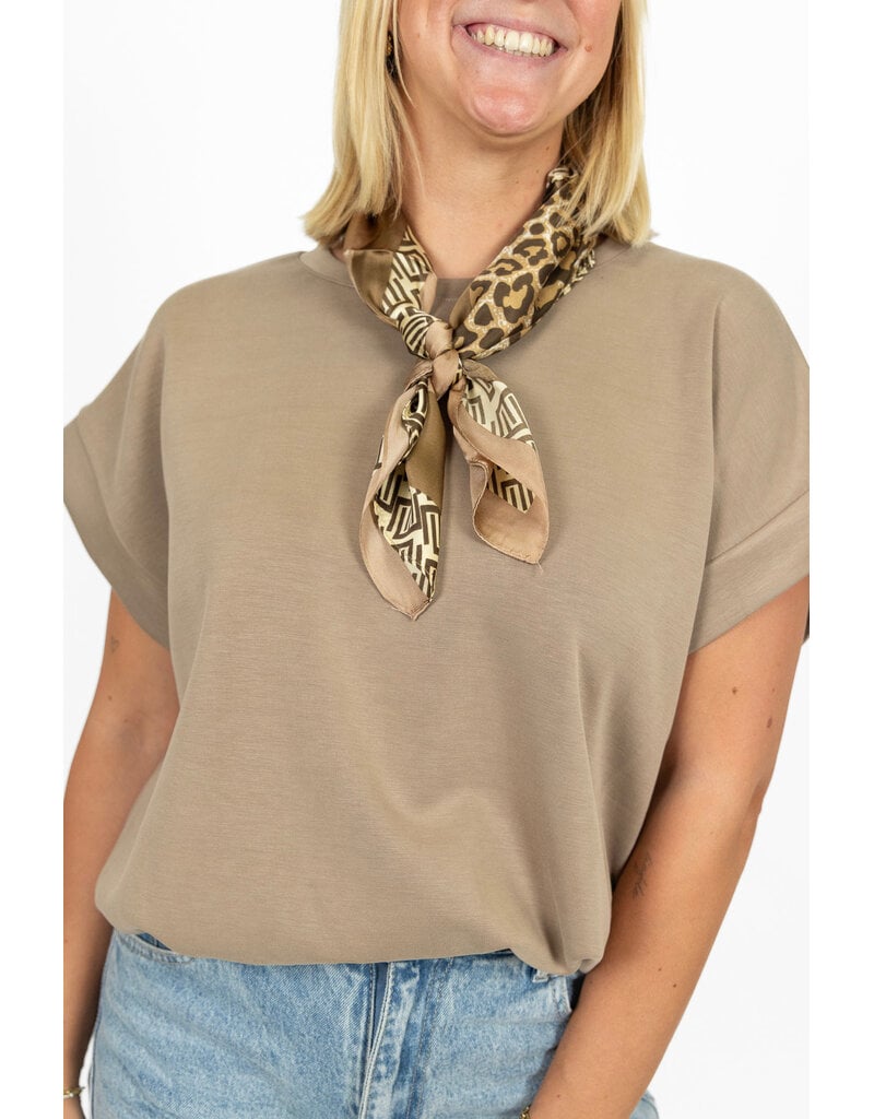 21Jewelz Sweatstof top met elastische band - taupe