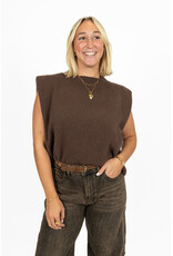 21Jewelz Wollige mouwloze top met schoudervulling - bruin