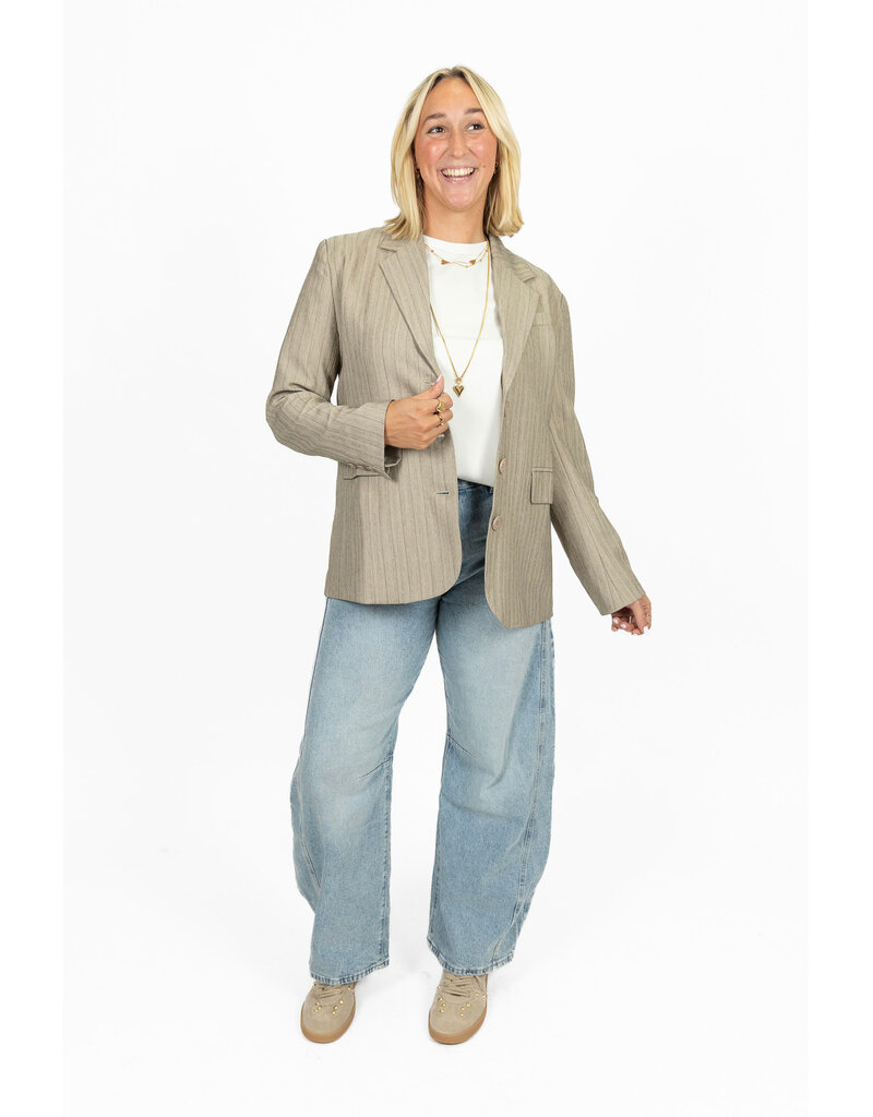 21Jewelz Blazer met streep - taupe