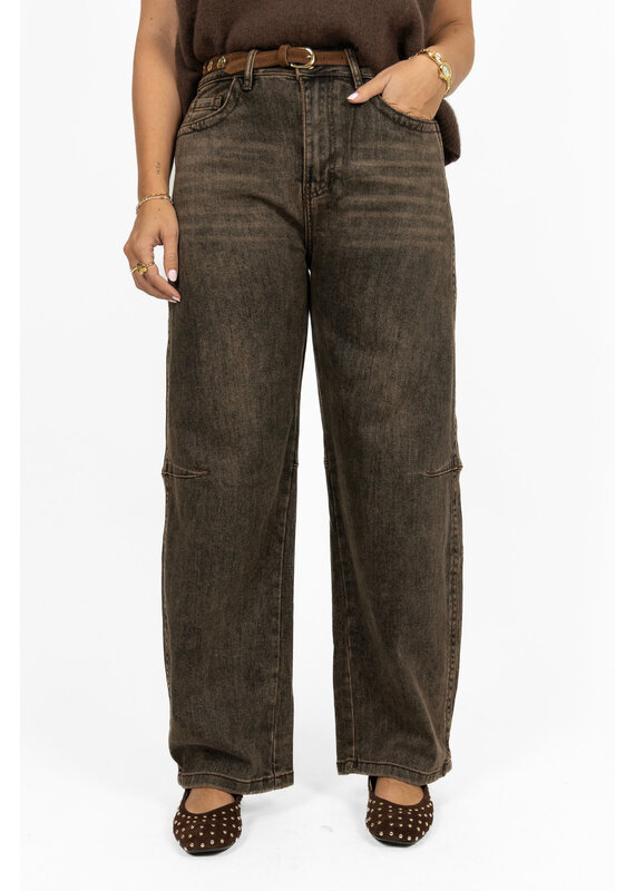 21Jewelz Barrel jeans - washed donkerbruin