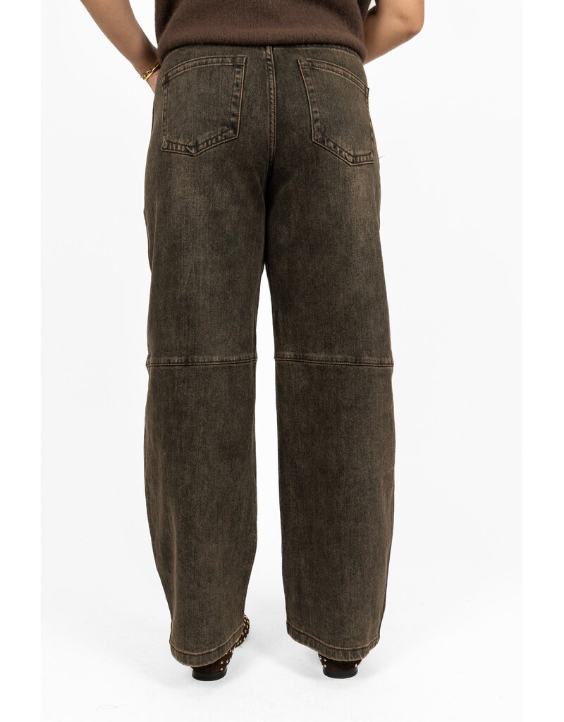 21Jewelz Barrel jeans - washed donkerbruin