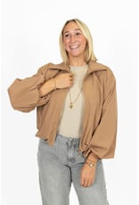 21Jewelz Bomberjas met kraag en gouden rits - camel