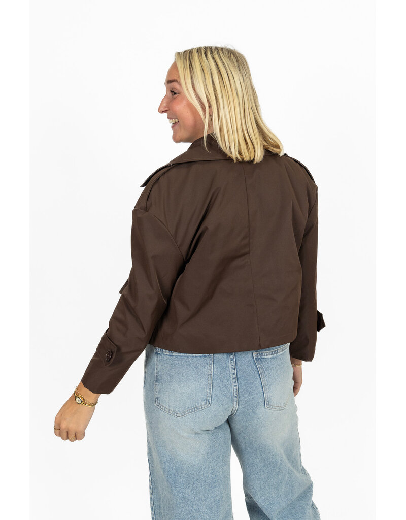 21Jewelz Korte trenchcoat - donkerbruin