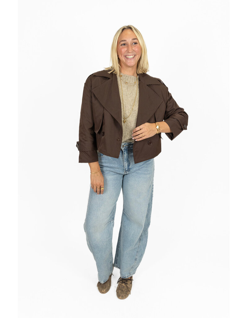 21Jewelz Korte trenchcoat - donkerbruin