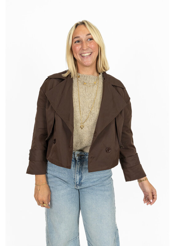 21Jewelz Korte trenchcoat - donkerbruin