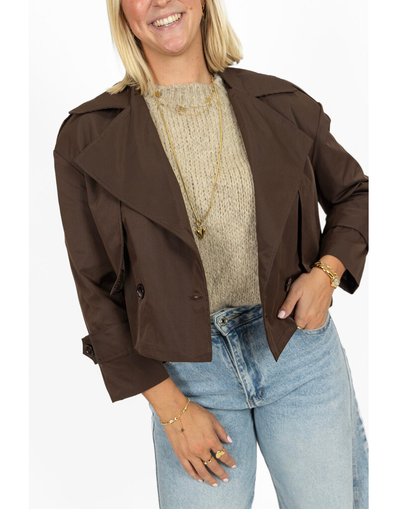 21Jewelz Korte trenchcoat - donkerbruin