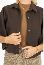 21Jewelz Denim blouse met uitlopende mouwen - donkerbruin