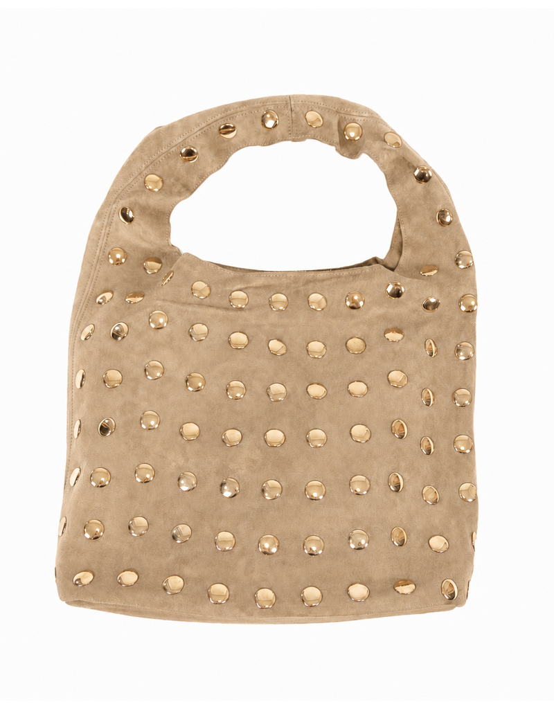 21Jewelz PU shopper met gouden studs - suede beige