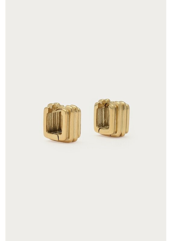 My Jewellery My Jewellery | Bold vierkante oorringen met ribbel - goud