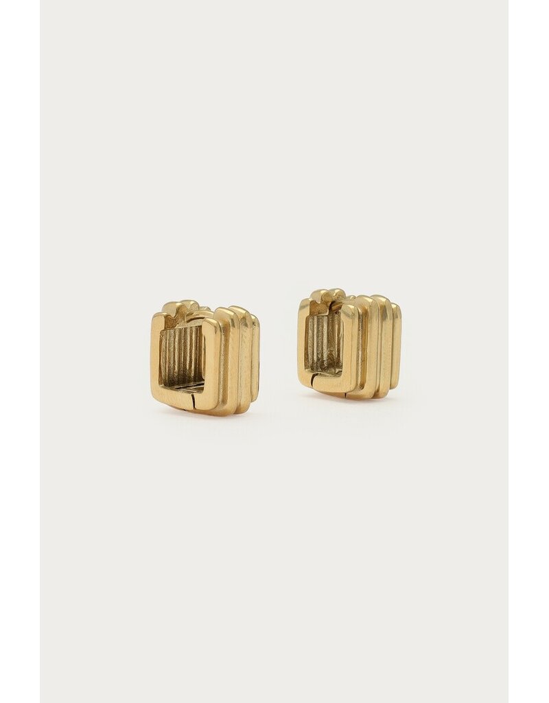 My Jewellery My Jewellery | Bold vierkante oorringen met ribbel - goud