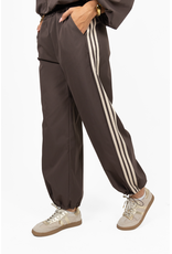 21Jewelz Pantalon met elastieke band en strepen - donkerbruin