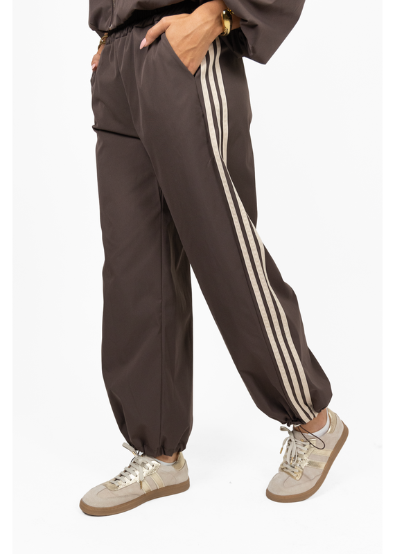 21Jewelz Pantalon met elastieke band en strepen - donkerbruin