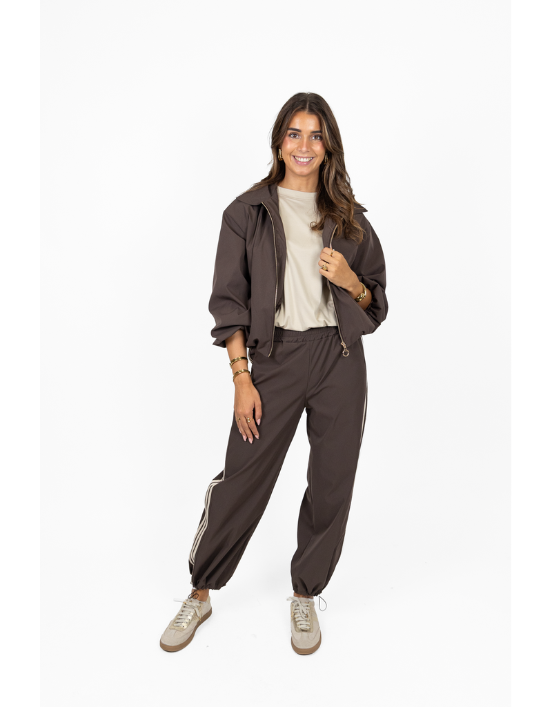 21Jewelz Pantalon met elastieke band en strepen - donkerbruin
