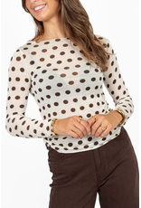 21Jewelz Cashmere top met stippen - ecru/bruin