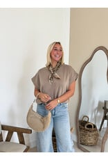 21Jewelz Sweatstof top met elastische band - taupe