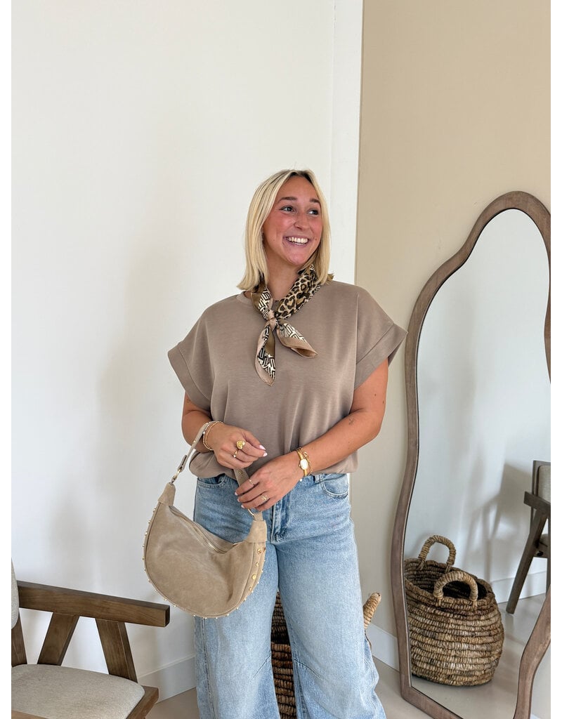 21Jewelz Sweatstof top met elastische band - taupe