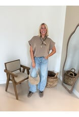 21Jewelz Sweatstof top met elastische band - taupe