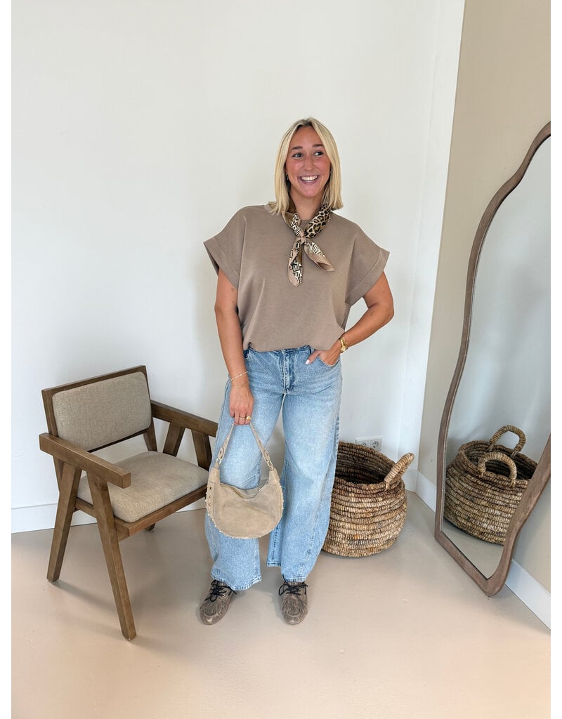 21Jewelz Sweatstof top met elastische band - taupe