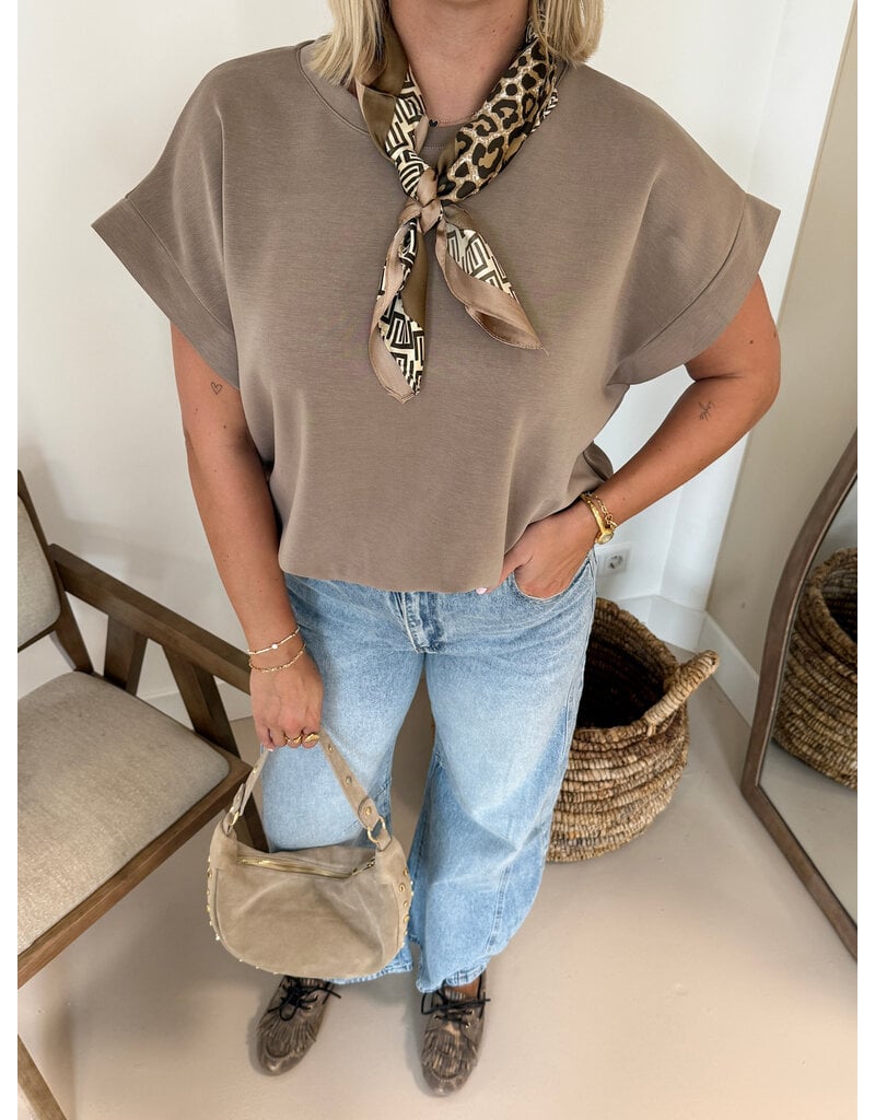21Jewelz Sweatstof top met elastische band - taupe