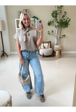 21Jewelz Sweatstof top met elastische band - taupe