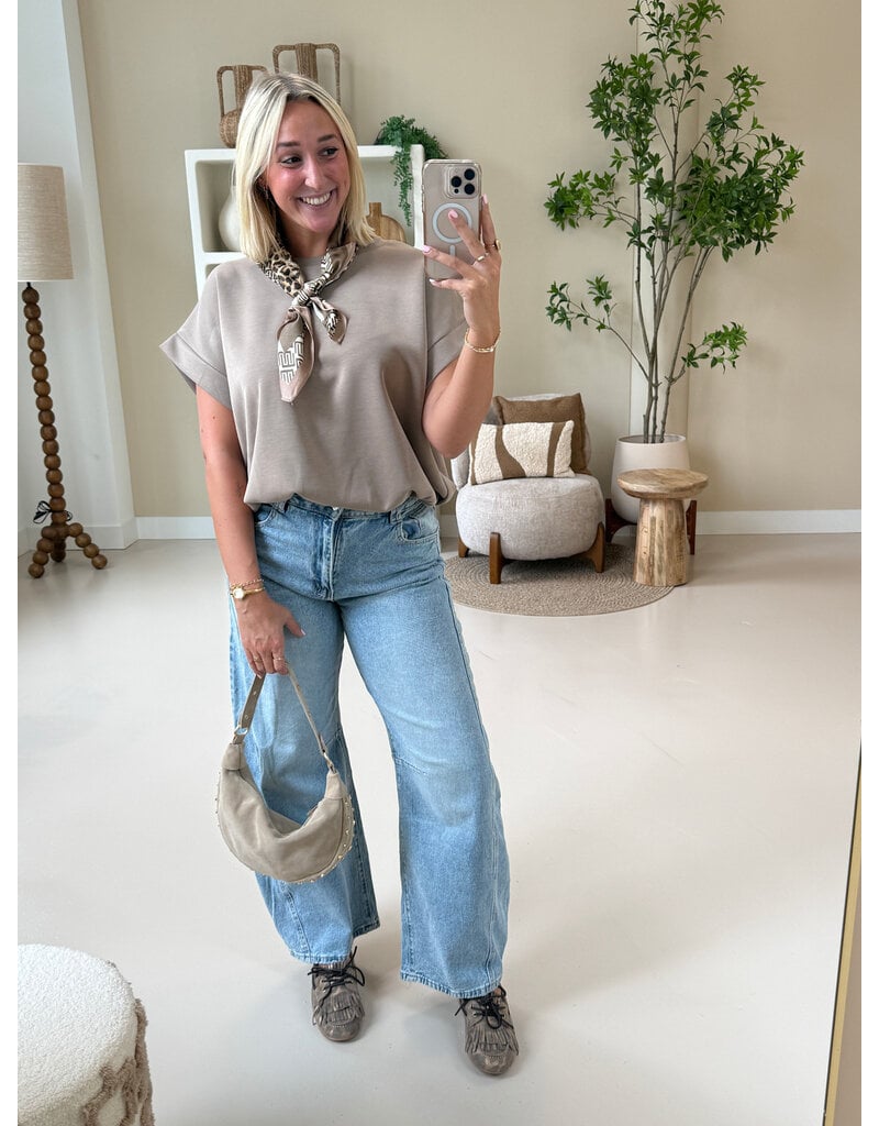 21Jewelz Sweatstof top met elastische band - taupe