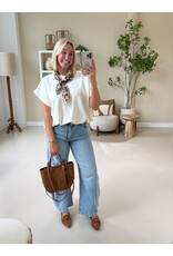 21Jewelz Sweatstof top met elastische band - ecru