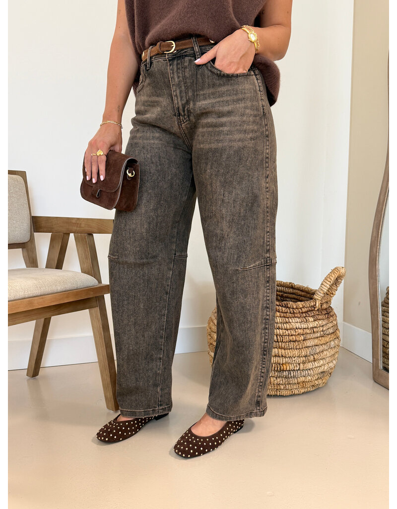 21Jewelz Barrel jeans - washed donkerbruin