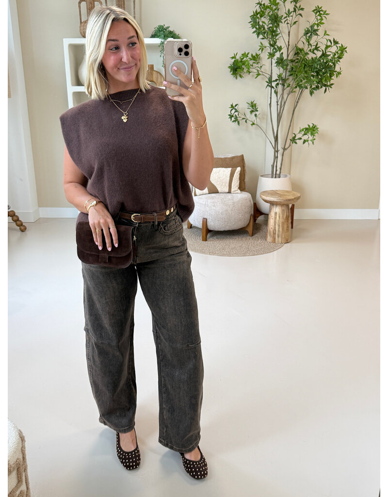 21Jewelz Barrel jeans - washed donkerbruin