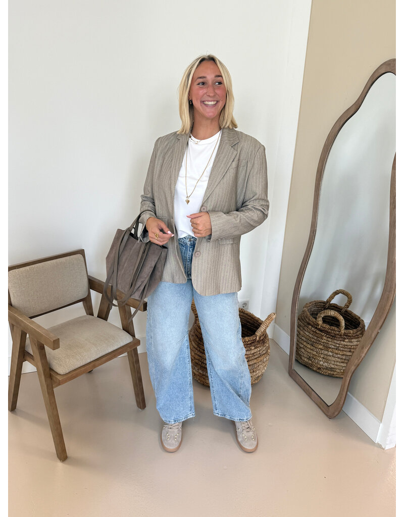 21Jewelz Blazer met streep - taupe