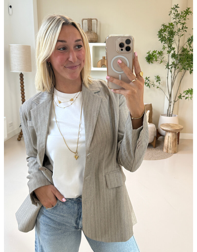 21Jewelz Blazer met streep - taupe