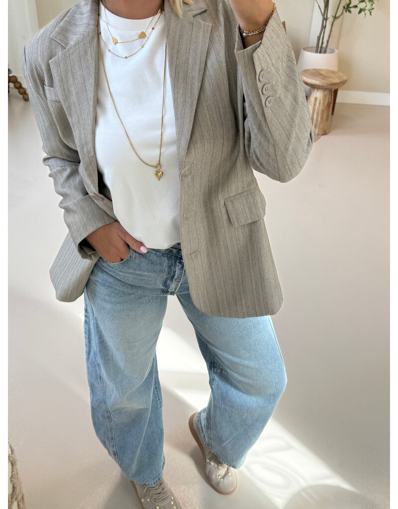 21Jewelz Blazer met streep - taupe