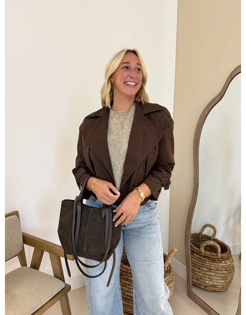 21Jewelz Korte trenchcoat - donkerbruin