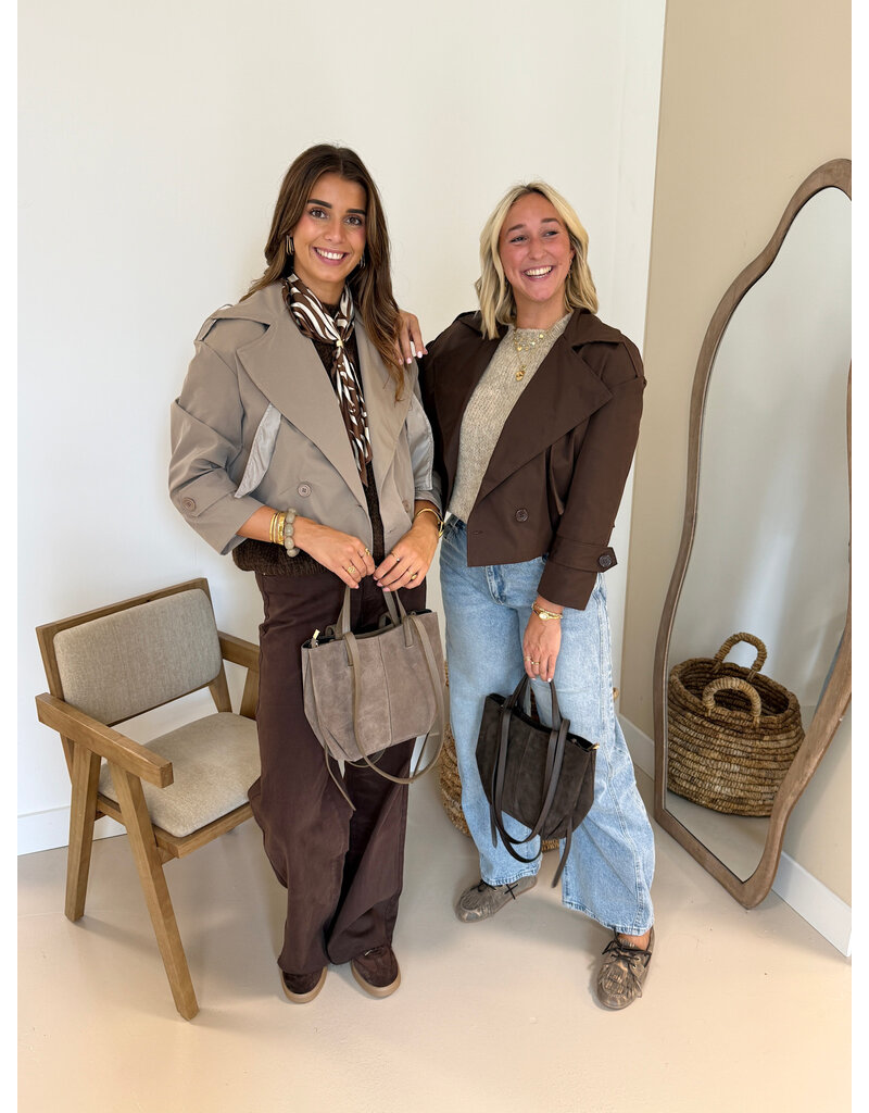 21Jewelz Korte trenchcoat - donkerbruin