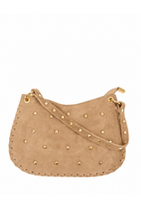 21Jewelz Handtas met gevlochten details & studs - suede beige