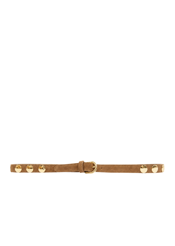 21Jewelz Suede riem met gouden studs - camel