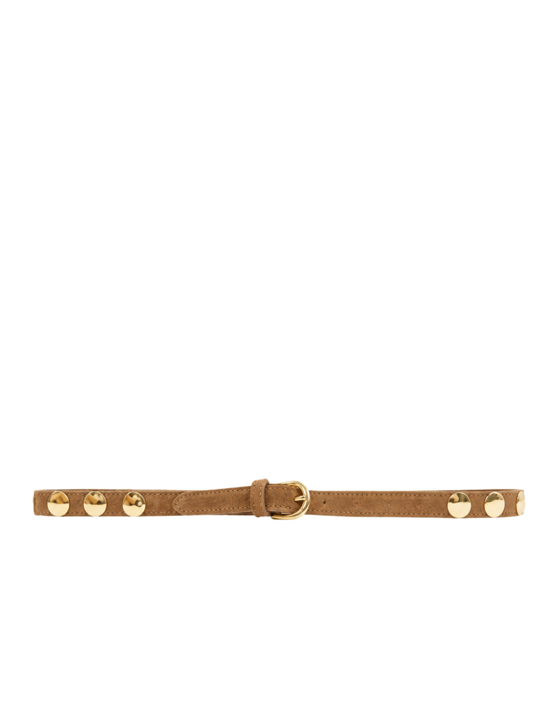 21Jewelz Suede riem met gouden studs - camel