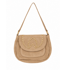 21Jewelz Halfronde suede tas met studs - beige