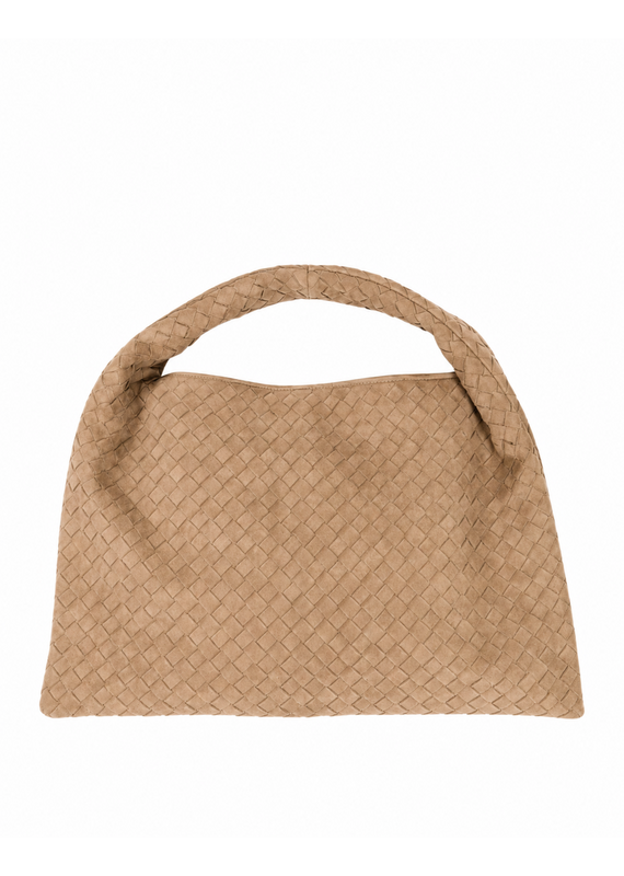 21Jewelz Grote gevlochten tas - suede beige