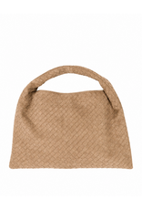 21Jewelz Grote gevlochten tas - suede beige