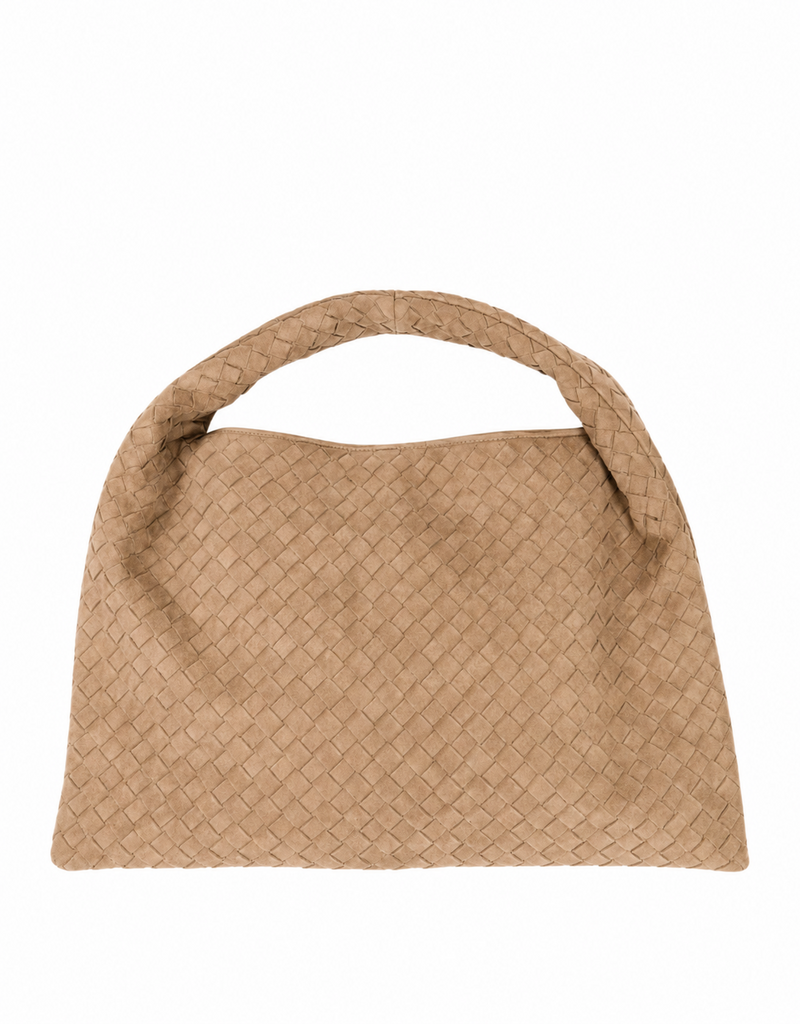 21Jewelz Grote gevlochten tas - suede beige